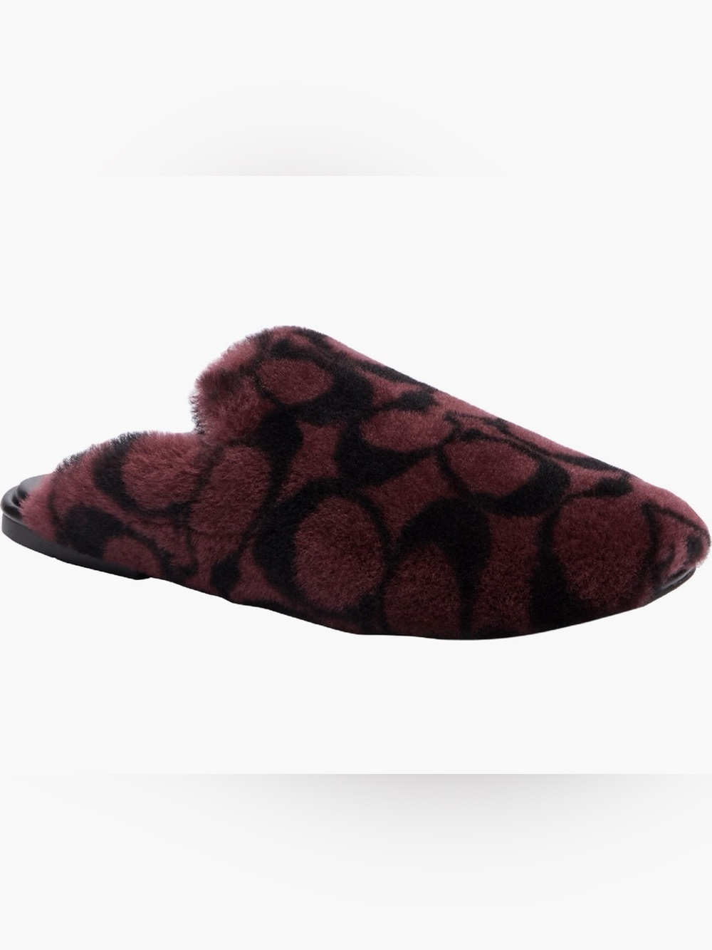 Coach Signature Shearling Slippers Burgundy Red Size 9M